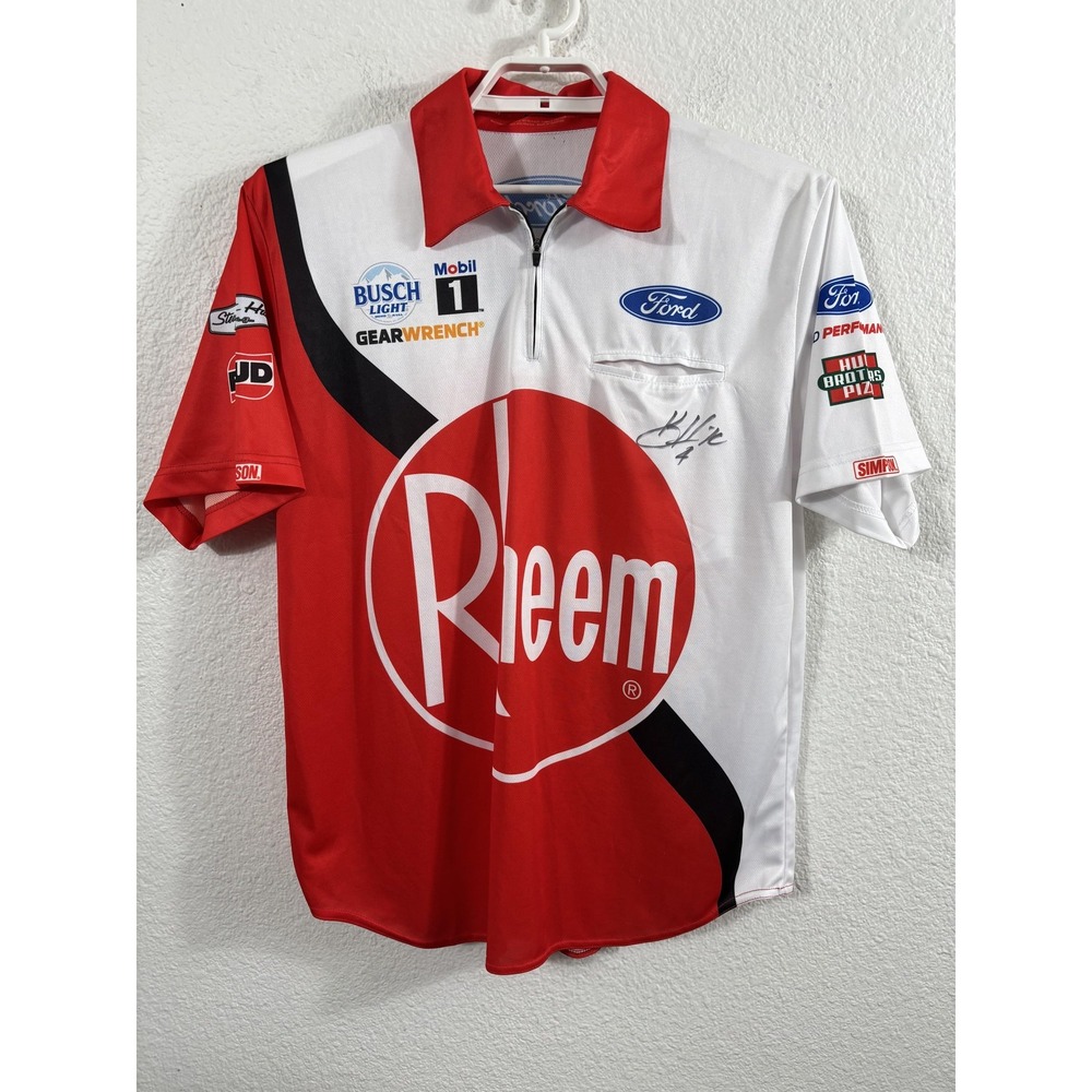 Stewart-Haas‎ Racing Shirt Mens Medium Red NASCAR Kevin Harvick Signed Simpson